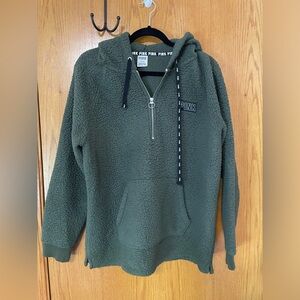 Victoria secret PINK, green quarter zip Sherpa hoodie